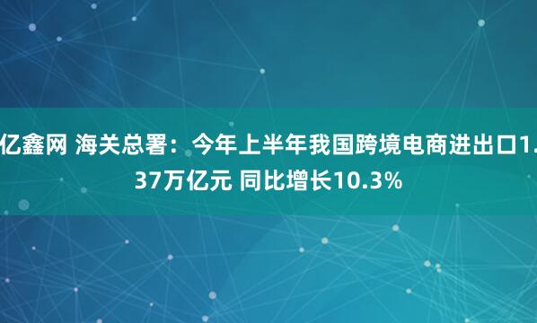 亿鑫网 海关总署：今年上半年我国跨境电商进出口1.37万亿元 同比增长10.3%